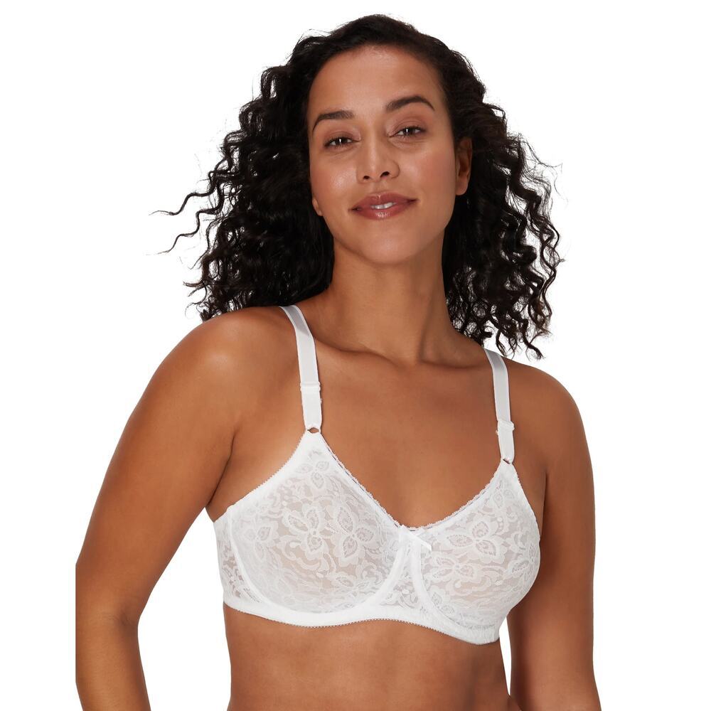 Bali Lace 'N Smooth Underwire Bra Seamless Full Coverage 3432 White Size 36d New